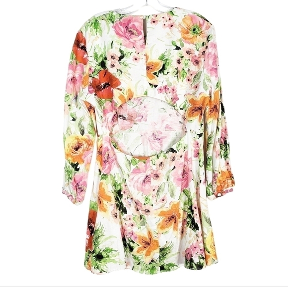 ZARA floral print mini dress linen NWT - Picture 3 of 7